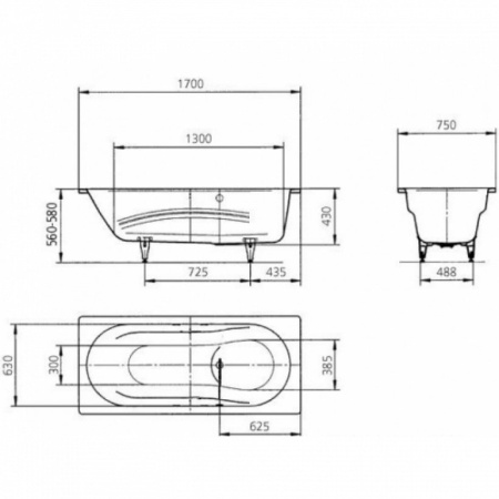 Стальная ванна (170х75) Kaldewei Vaio Set Star 955 Standard 233500010001